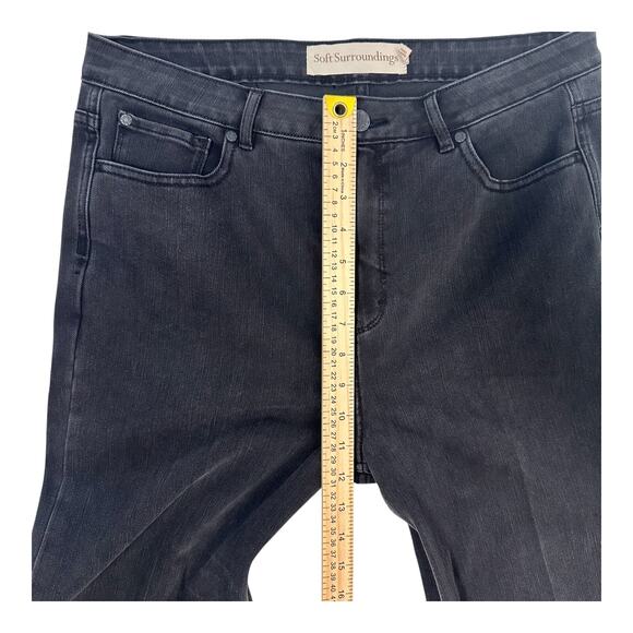 Soft Surroundings Jeans Women Black High Rise Wide Leg Stretch Size 12 - Picture 9 of 12